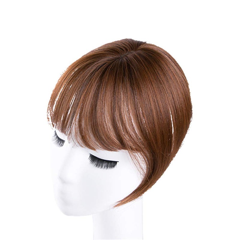 LesafeV Mini Fringe Hairpiece Straight Clip in Forehead Topper with Wispy Bangs Extension Light Brown - Image 3